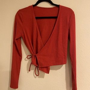 Burnt red wrap top